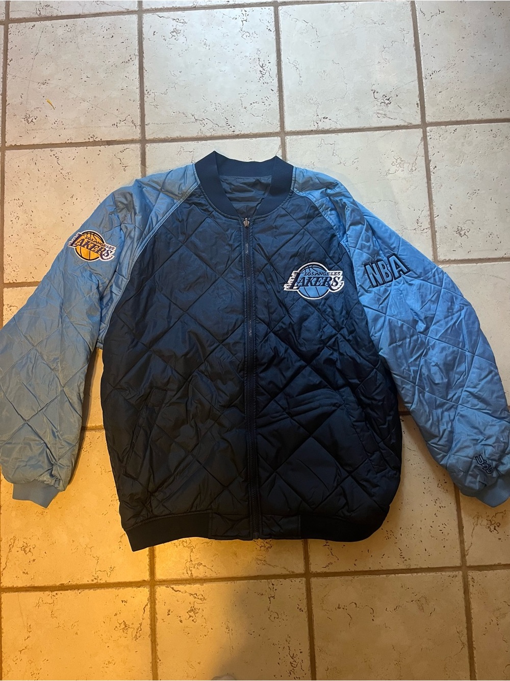 Vintage LA Lakers reversible Quilted Bomber Jacket